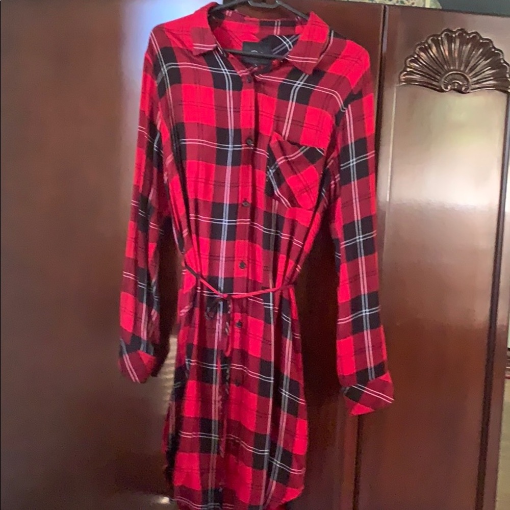 Soft light weight flannel shirt dress